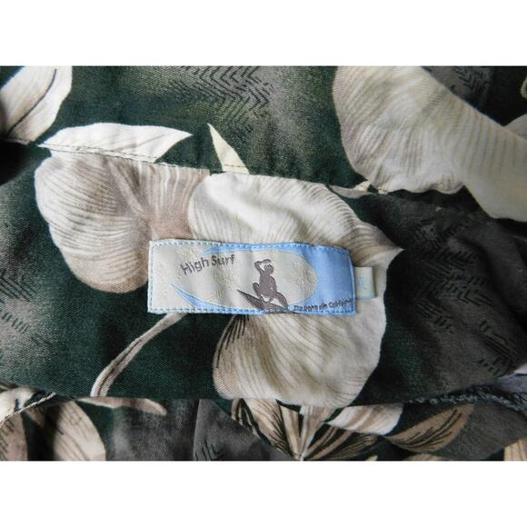 Vintage Men Hawaiian Shirt XL Green Tan Leaves Short Sleeve Button Down - Picture 6 of 8